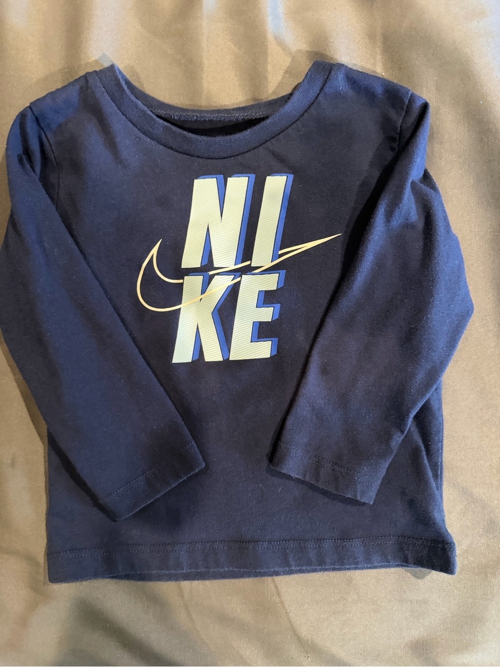 Nike Navy Long Sleeve Tee with Blue and White Logo